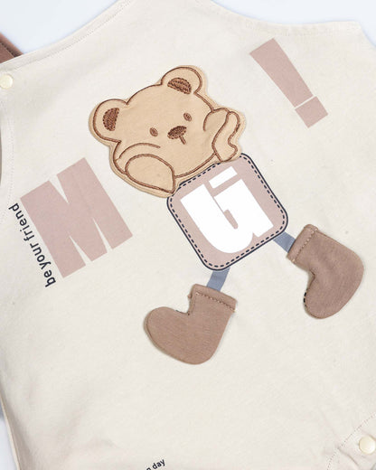 Your Bear Friends Applique Organic Cotton Dungaree Set