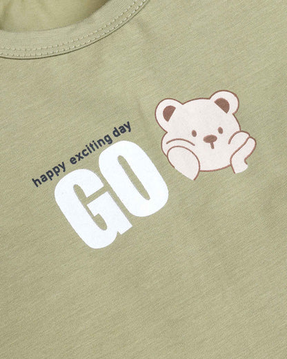 Your Bear Friends Applique Organic Cotton Dungaree Set