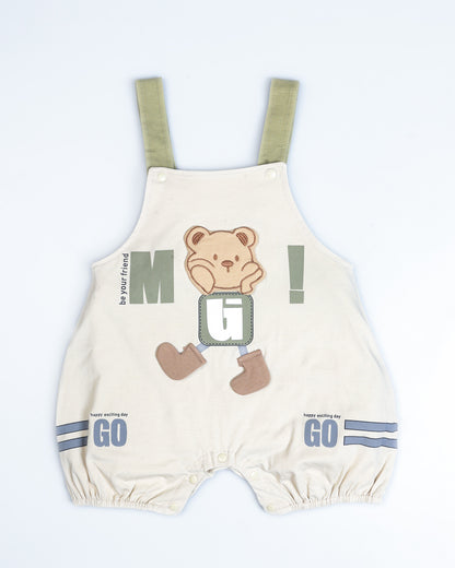 Your Bear Friends Applique Organic Cotton Dungaree Set