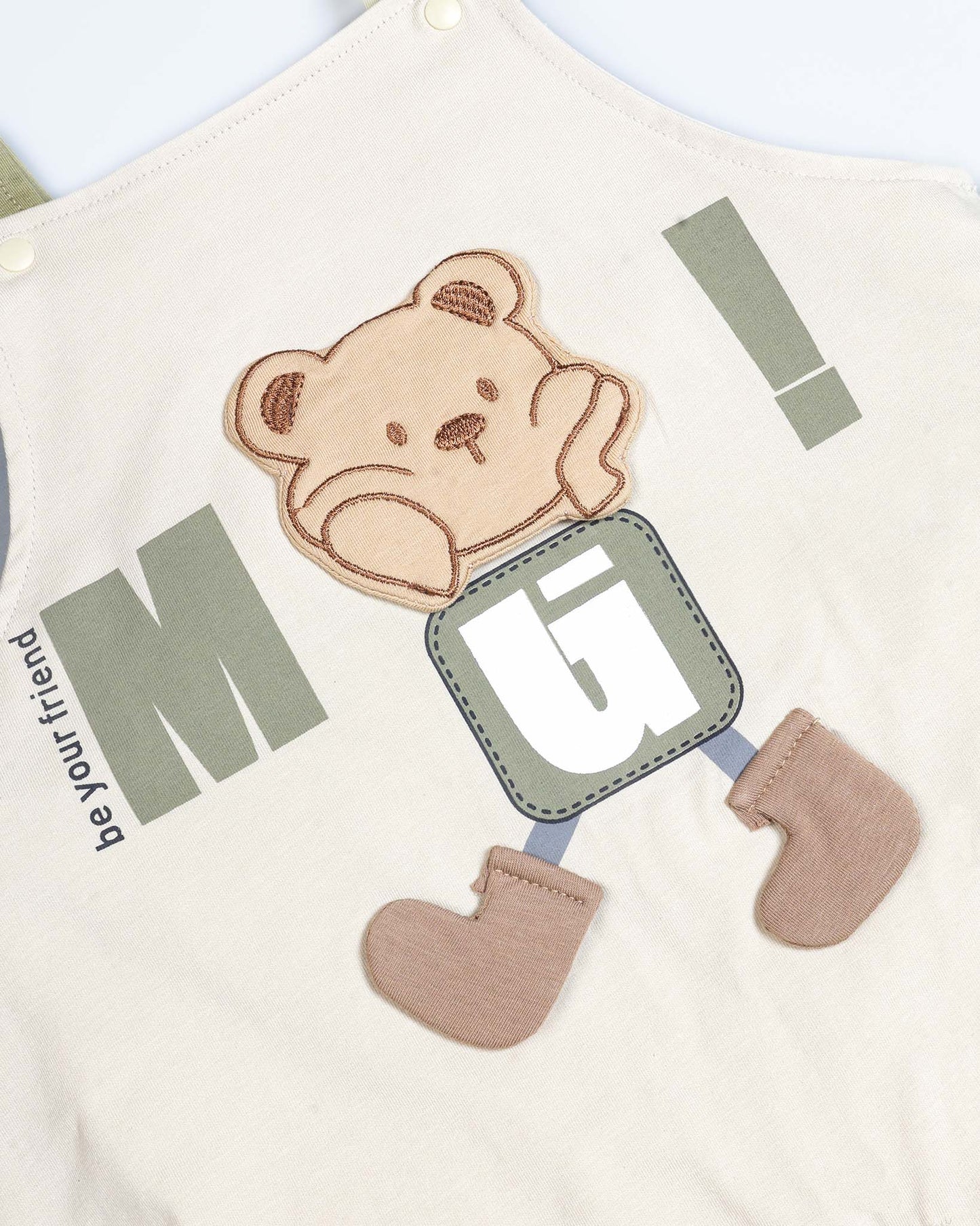 Your Bear Friends Applique Organic Cotton Dungaree Set