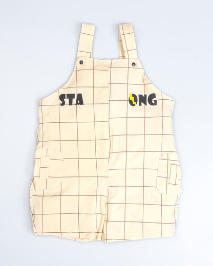Stay Real T-Shirt With Check Printed Dungaree