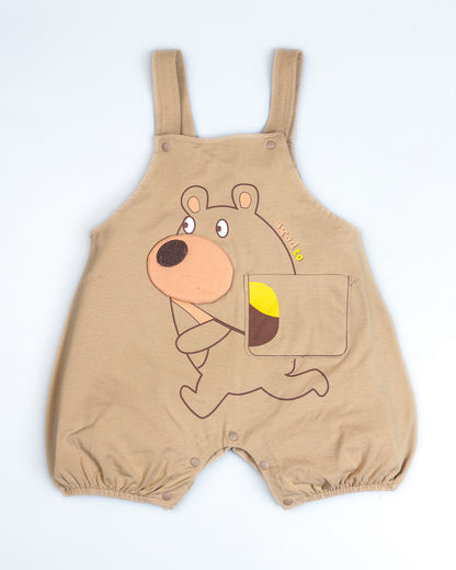Aged To Bear Printed Appliqued Organic Cotton Dungaree Set