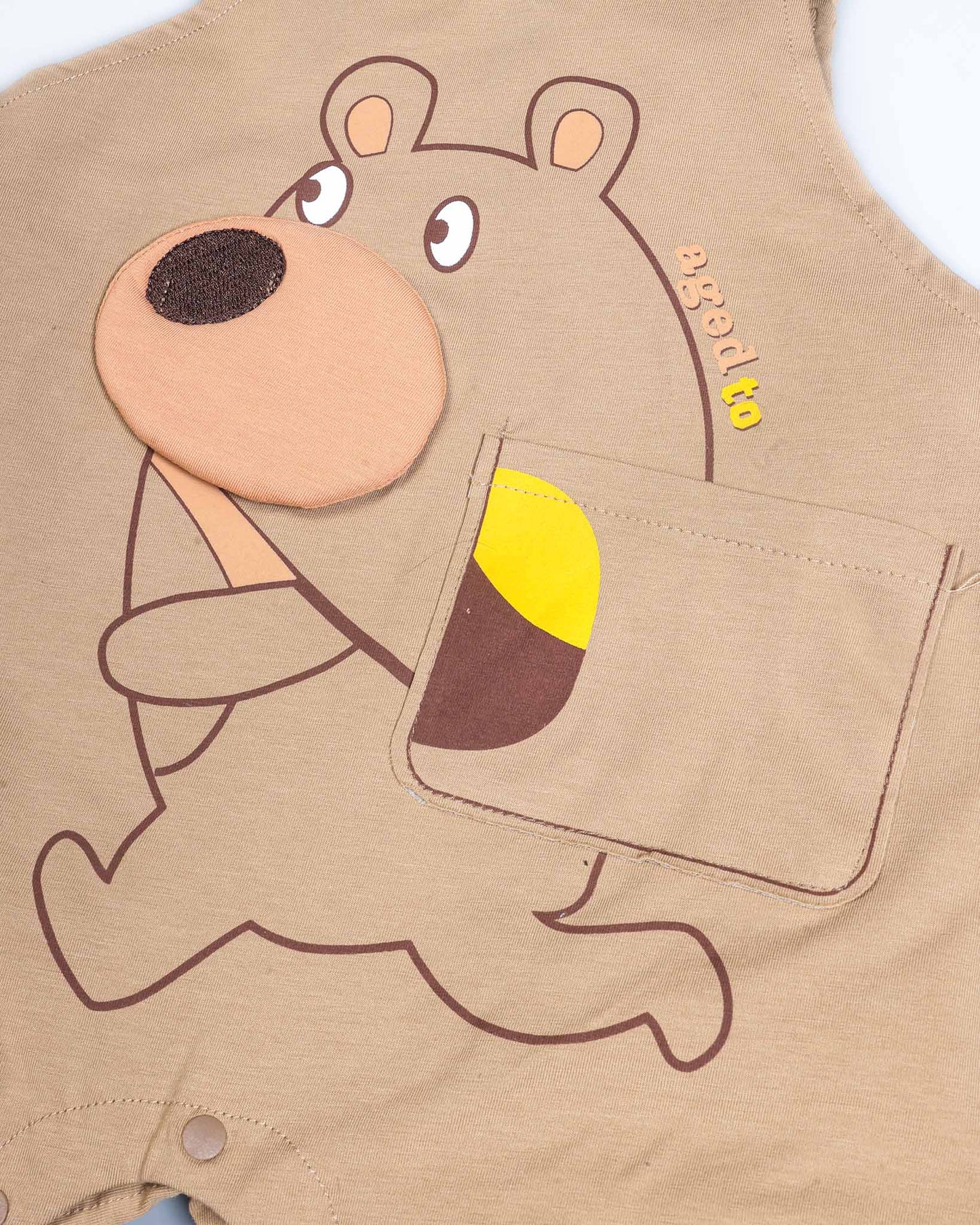 Aged To Bear Printed Appliqued Organic Cotton Dungaree Set