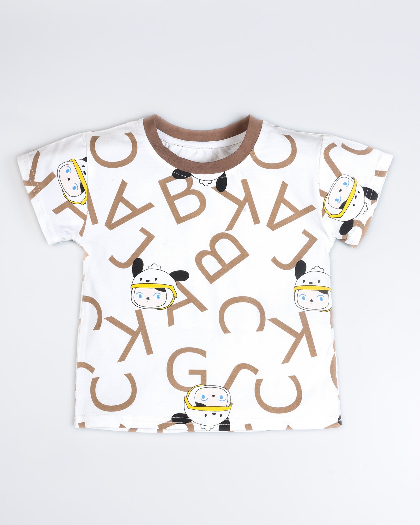 Alphabetic Printed T-Shirt With Appliqued Dungaree