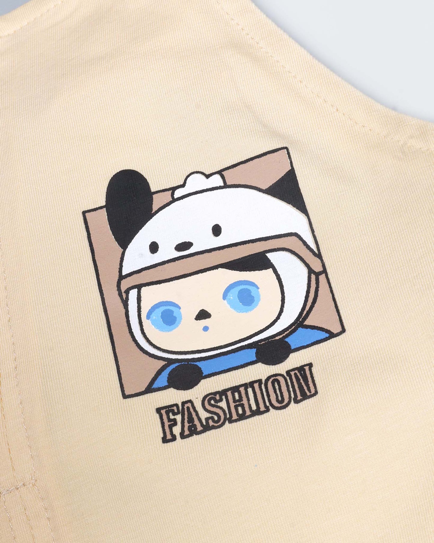 Alphabetic Printed T-Shirt With Appliqued Dungaree