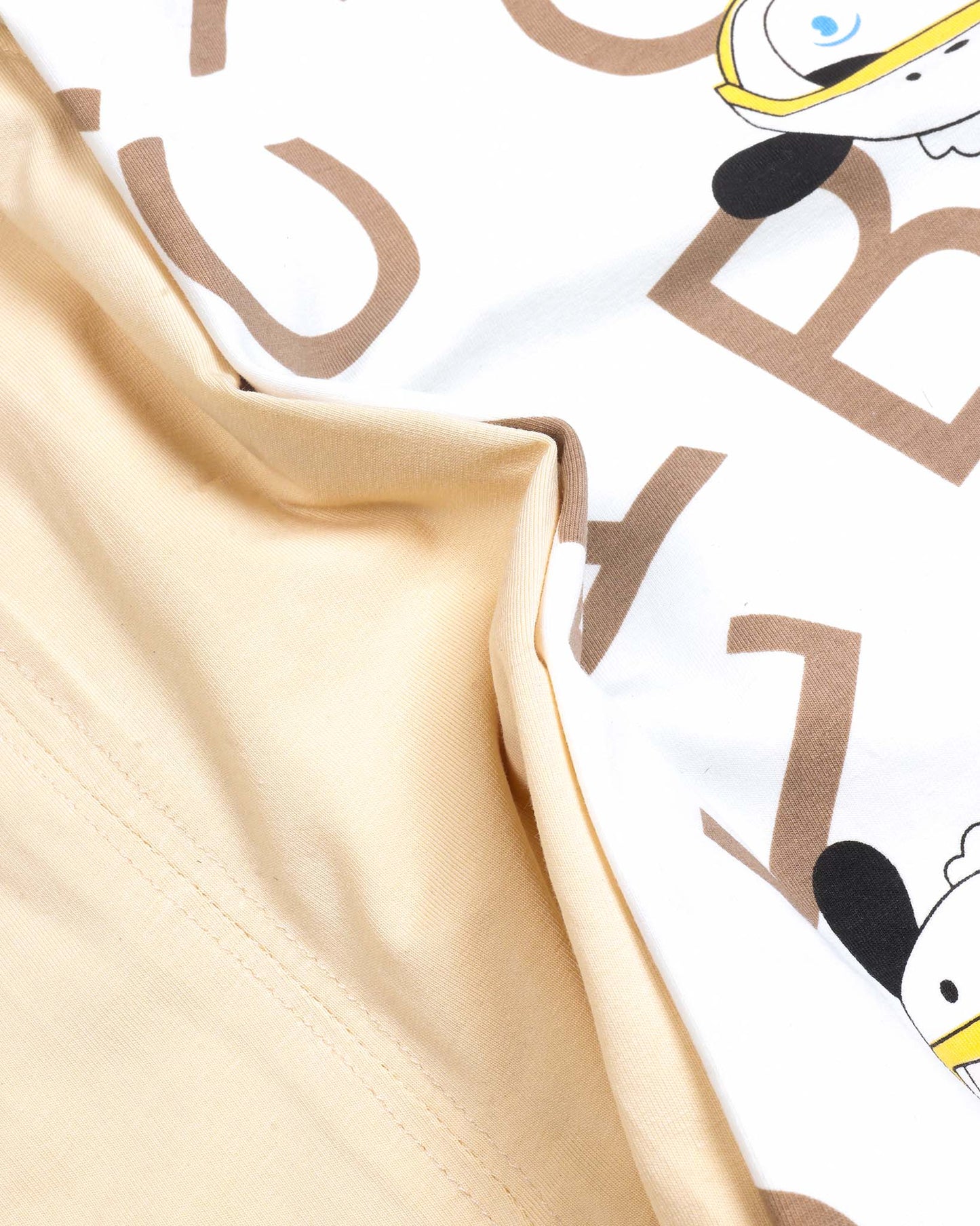 Alphabetic Printed T-Shirt With Appliqued Dungaree