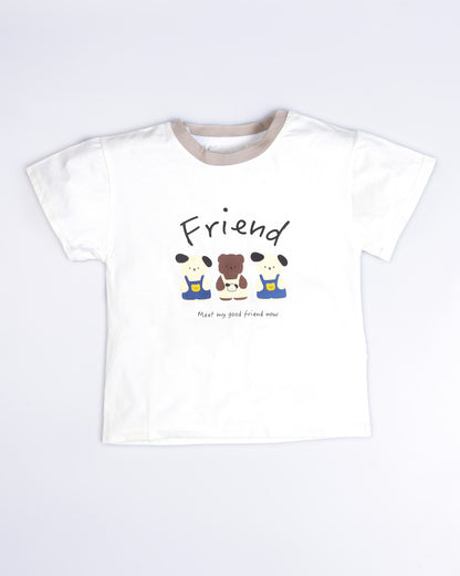 Bear Friends Printed T-Shirt / Dungaree Set