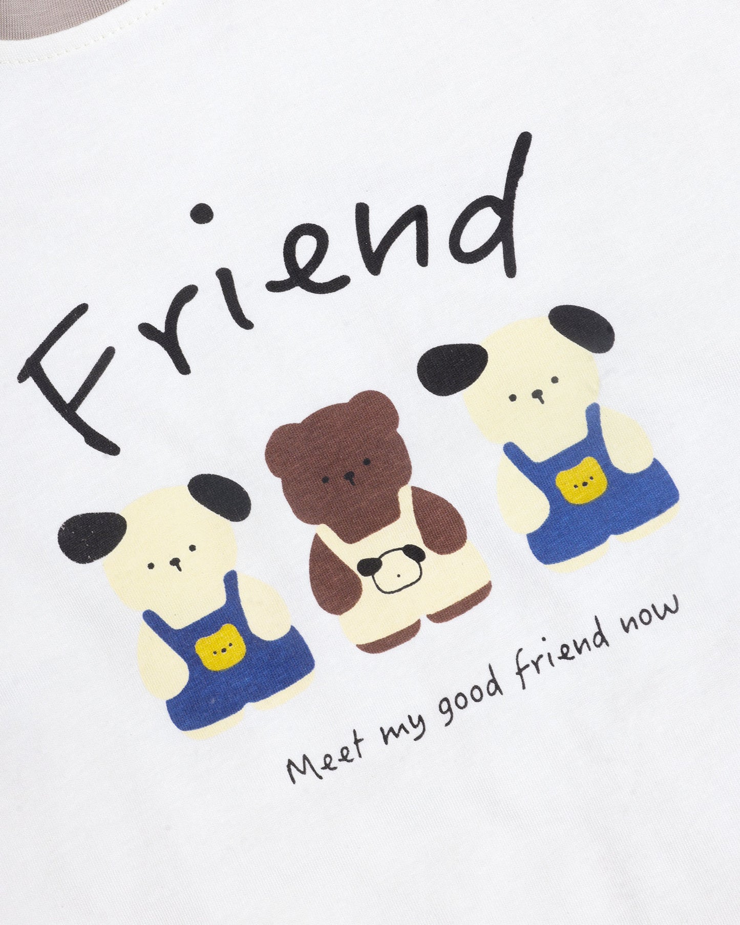 Bear Friends Printed T-Shirt / Dungaree Set