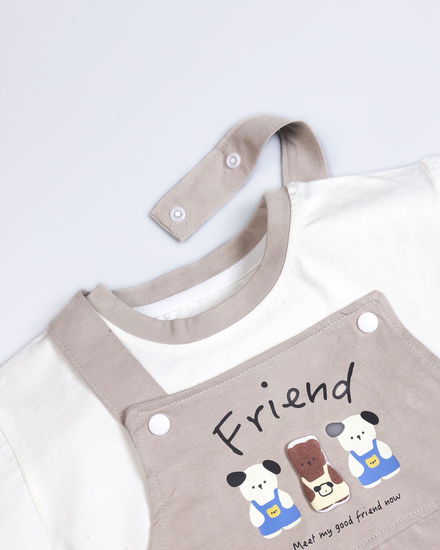 Bear Friends Printed T-Shirt / Dungaree Set