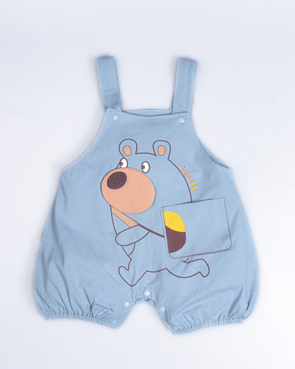 Aged To Bear Printed Appliqued Organic Cotton Dungaree Set