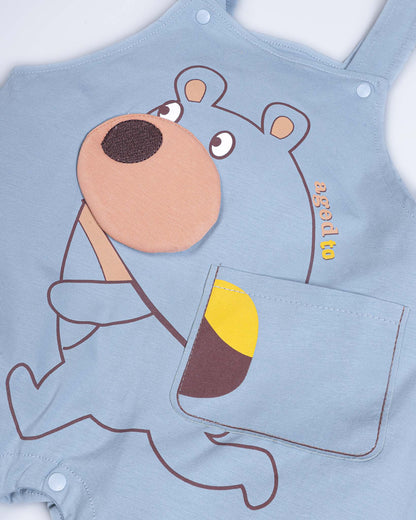 Aged To Bear Printed Appliqued Organic Cotton Dungaree Set