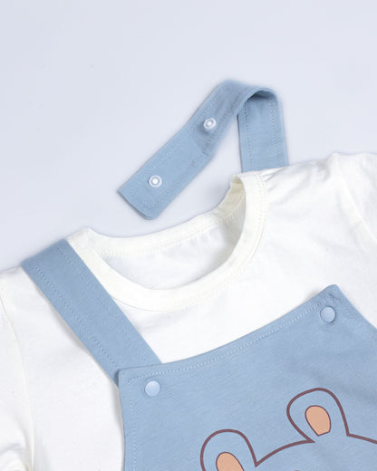 Aged To Bear Printed Appliqued Organic Cotton Dungaree Set