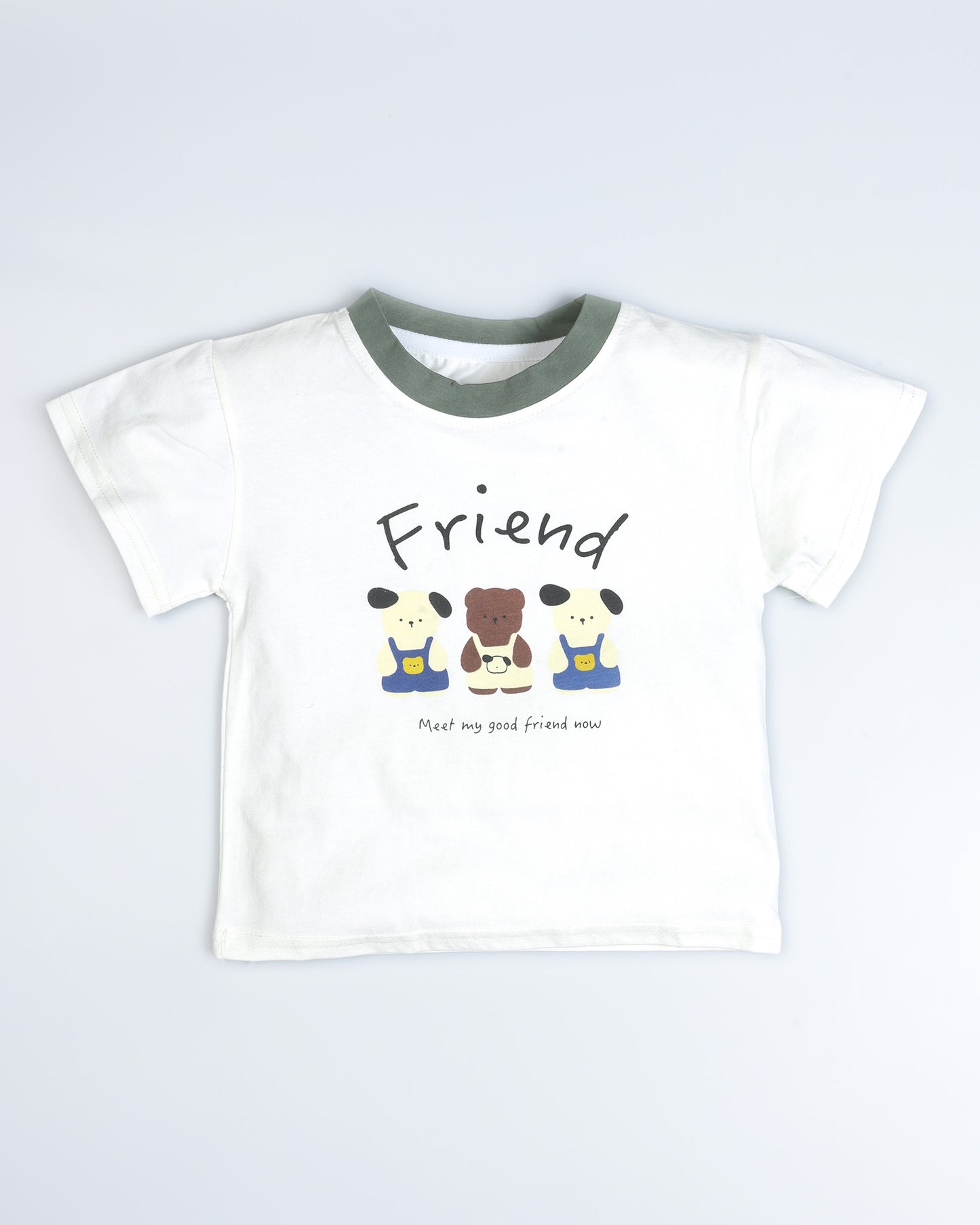Bear Friends Printed T-Shirt / Dungaree Set