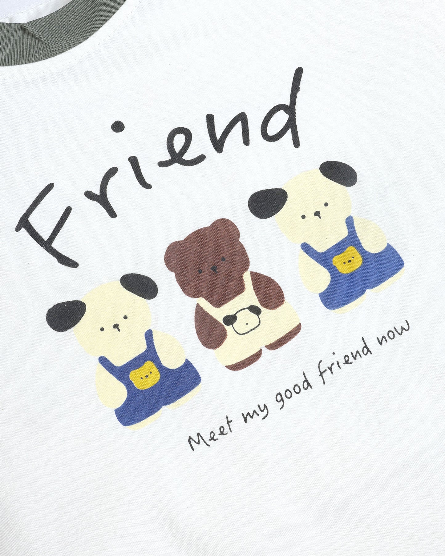 Bear Friends Printed T-Shirt / Dungaree Set
