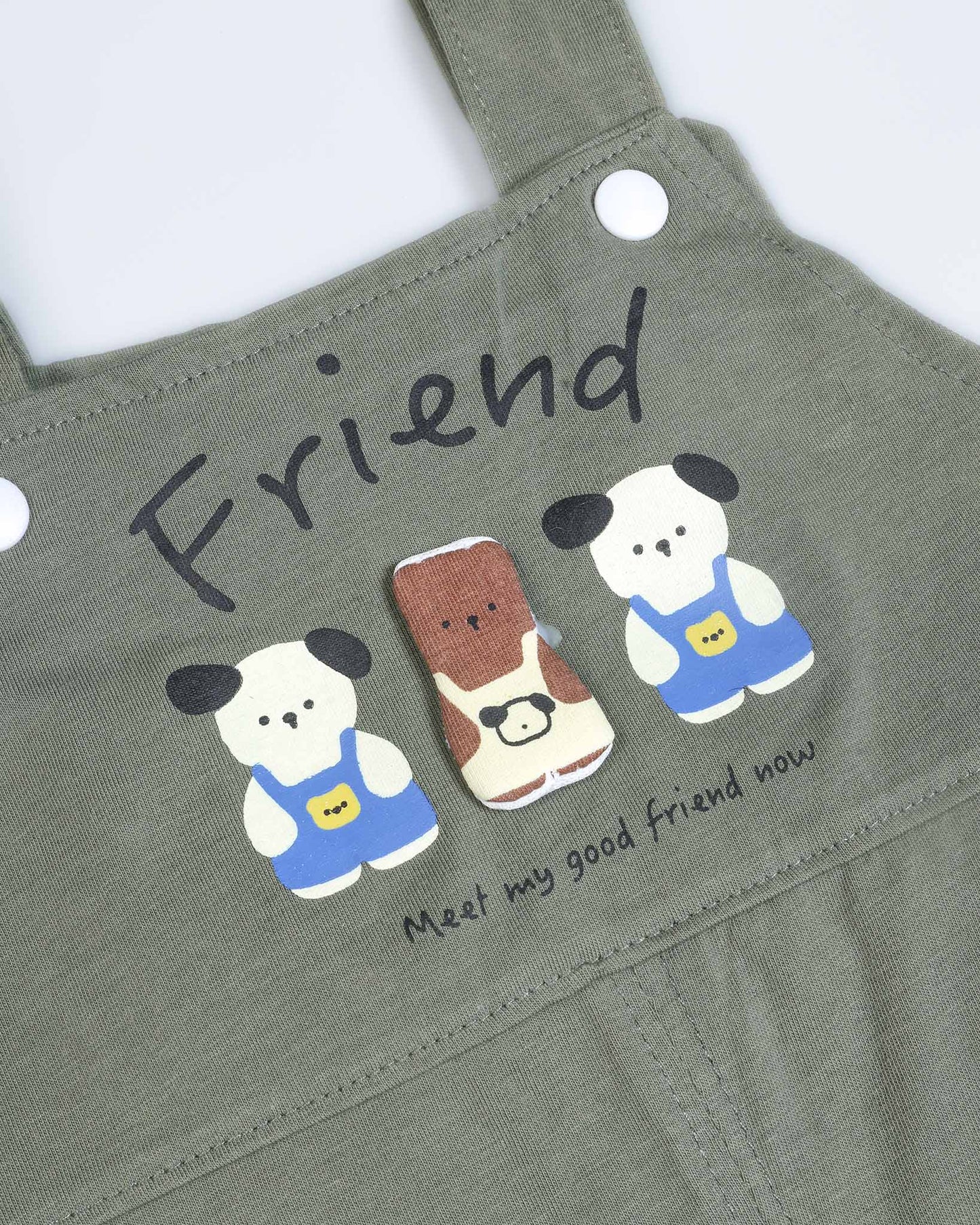 Bear Friends Printed T-Shirt / Dungaree Set