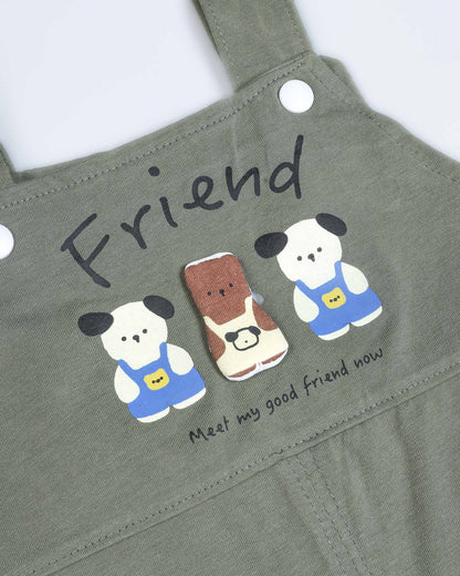 Bear Friends Printed T-Shirt / Dungaree Set