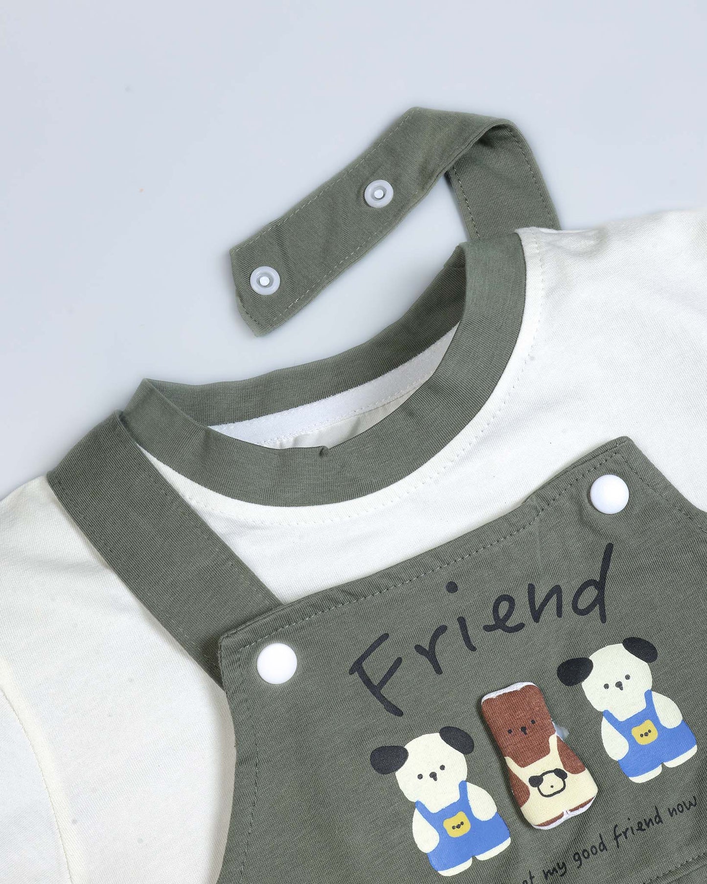 Bear Friends Printed T-Shirt / Dungaree Set