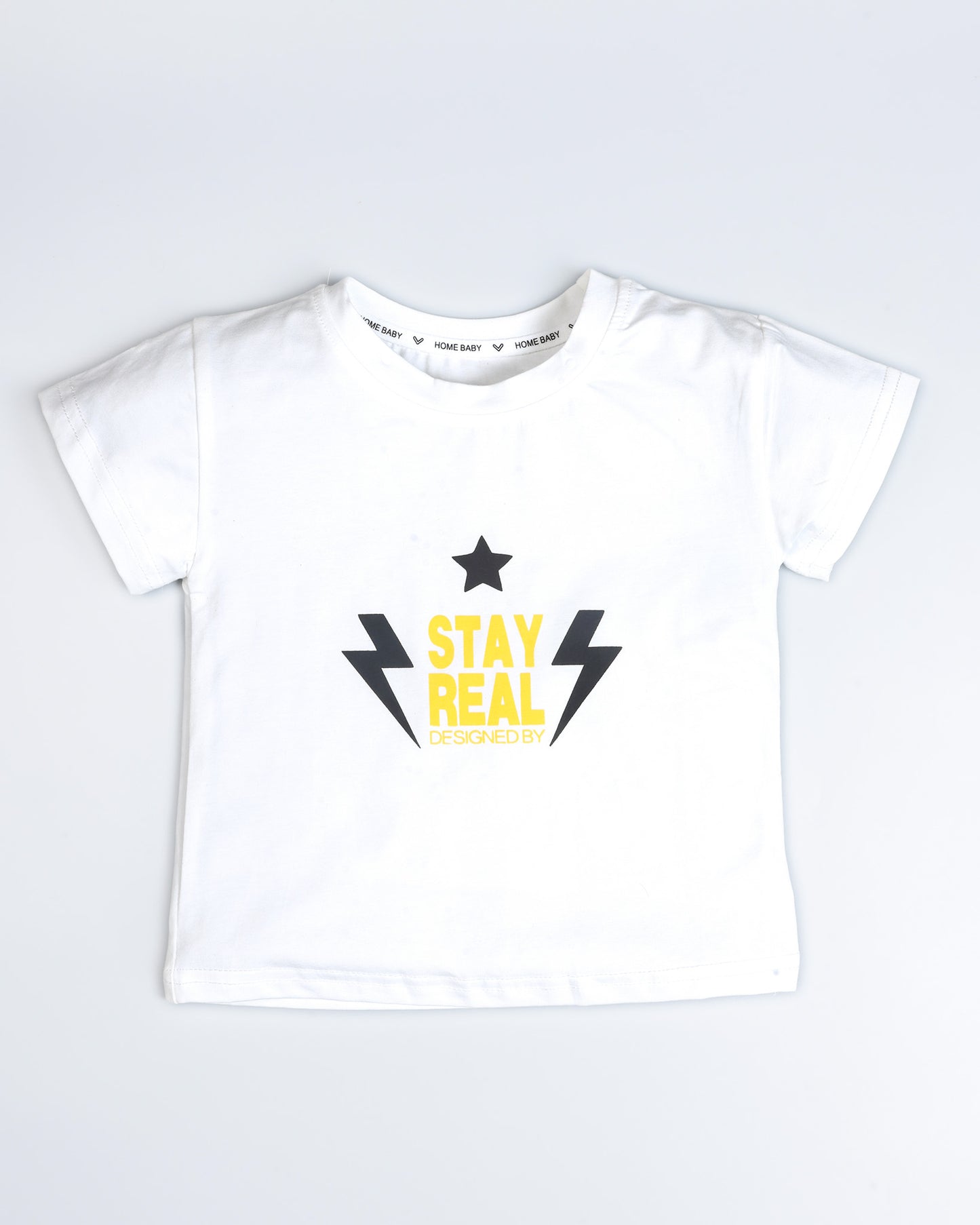 Stay Real T-Shirt With Check Printed Dungaree
