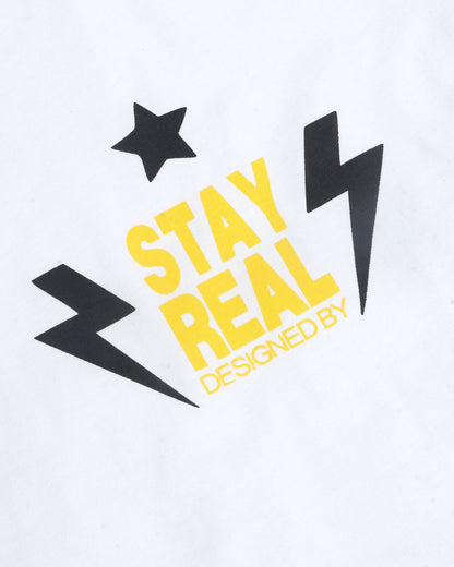 Stay Real T-Shirt With Check Printed Dungaree