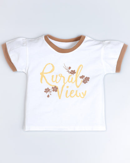 Rural View Printed T-Shirt / Dungaree Set