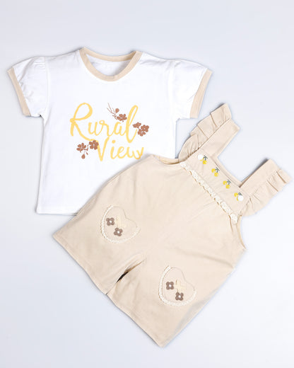 Rural View Printed T-Shirt / Dungaree Set