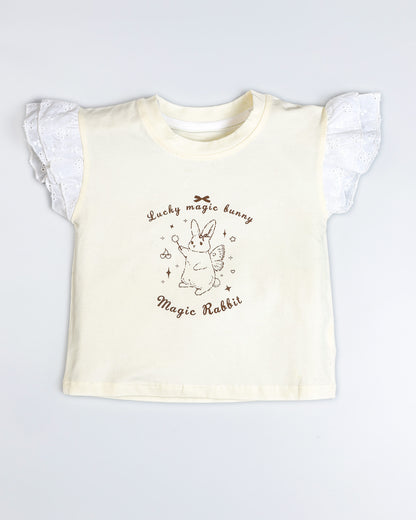 Bunny Printed T-Shirt / Dungaree Set - Lemon / Mango