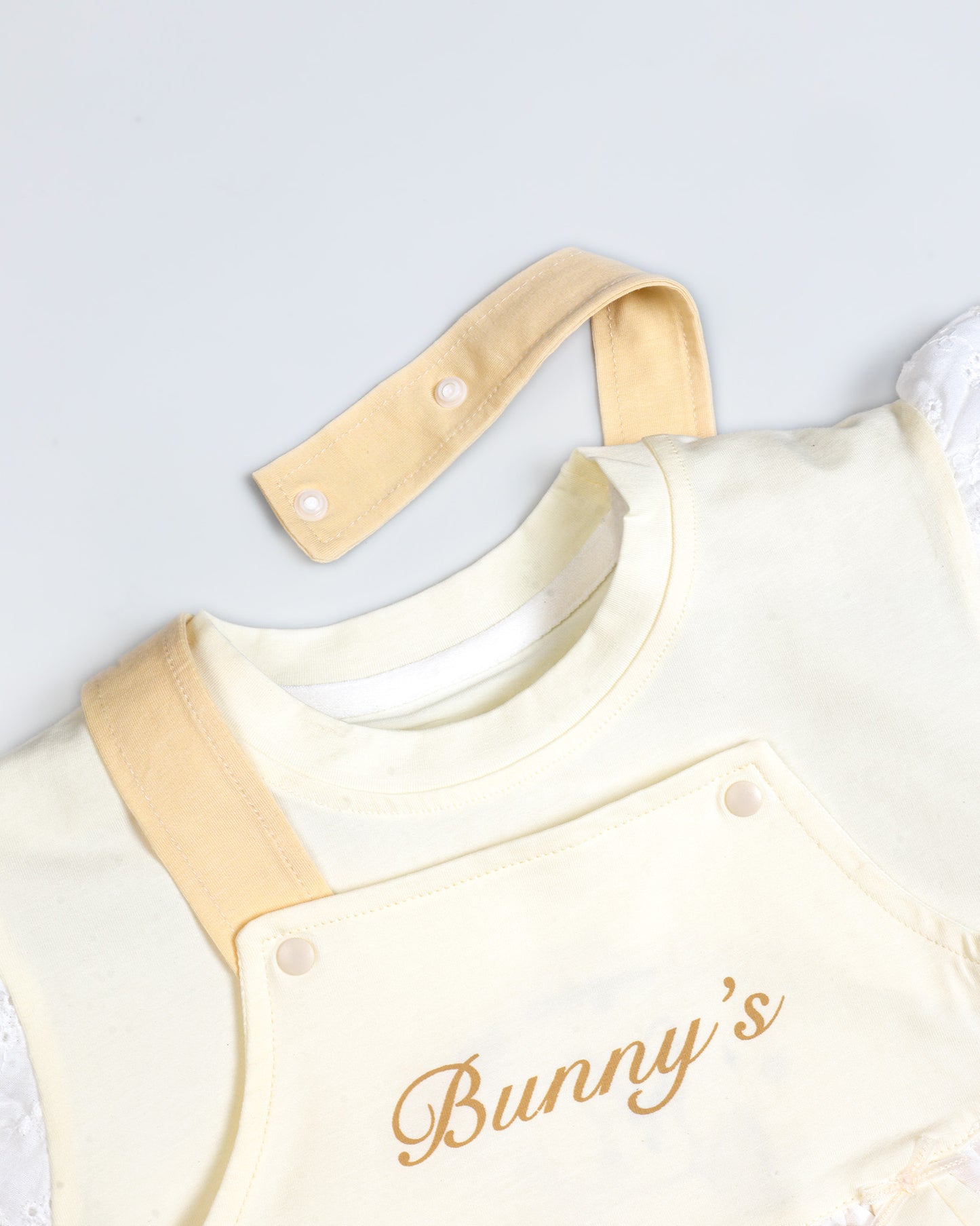 Bunny Printed T-Shirt / Dungaree Set - Lemon / Mango