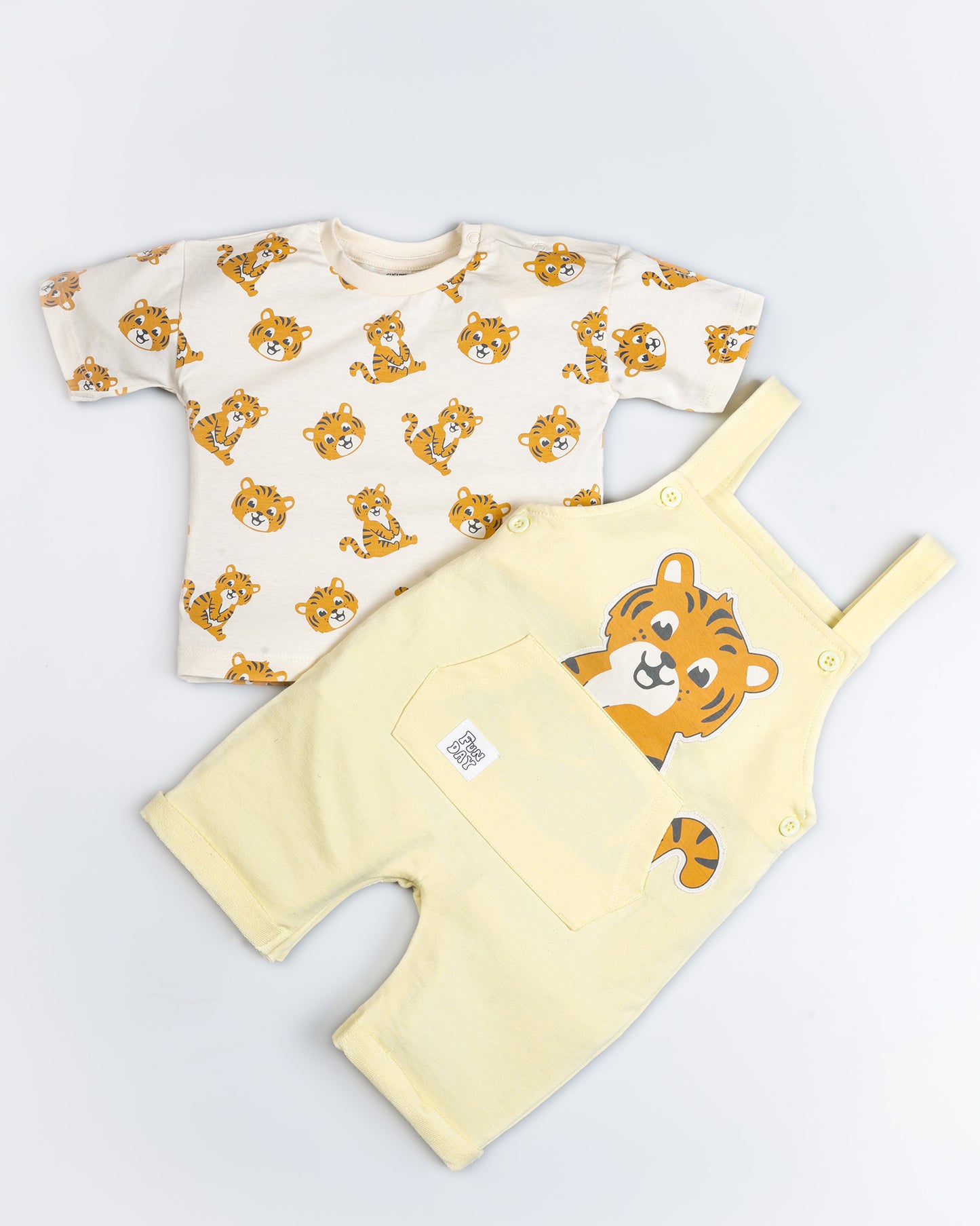 Lion Printed Half Sleeve Dungaree Romper