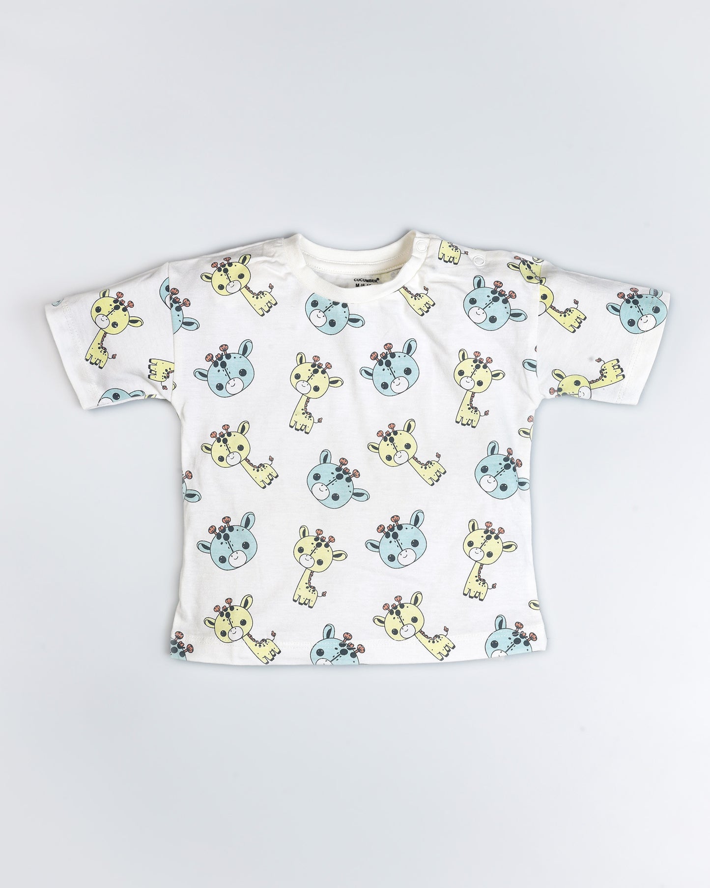 Baby Giraffe Printed Half Sleeve Dungaree Romper