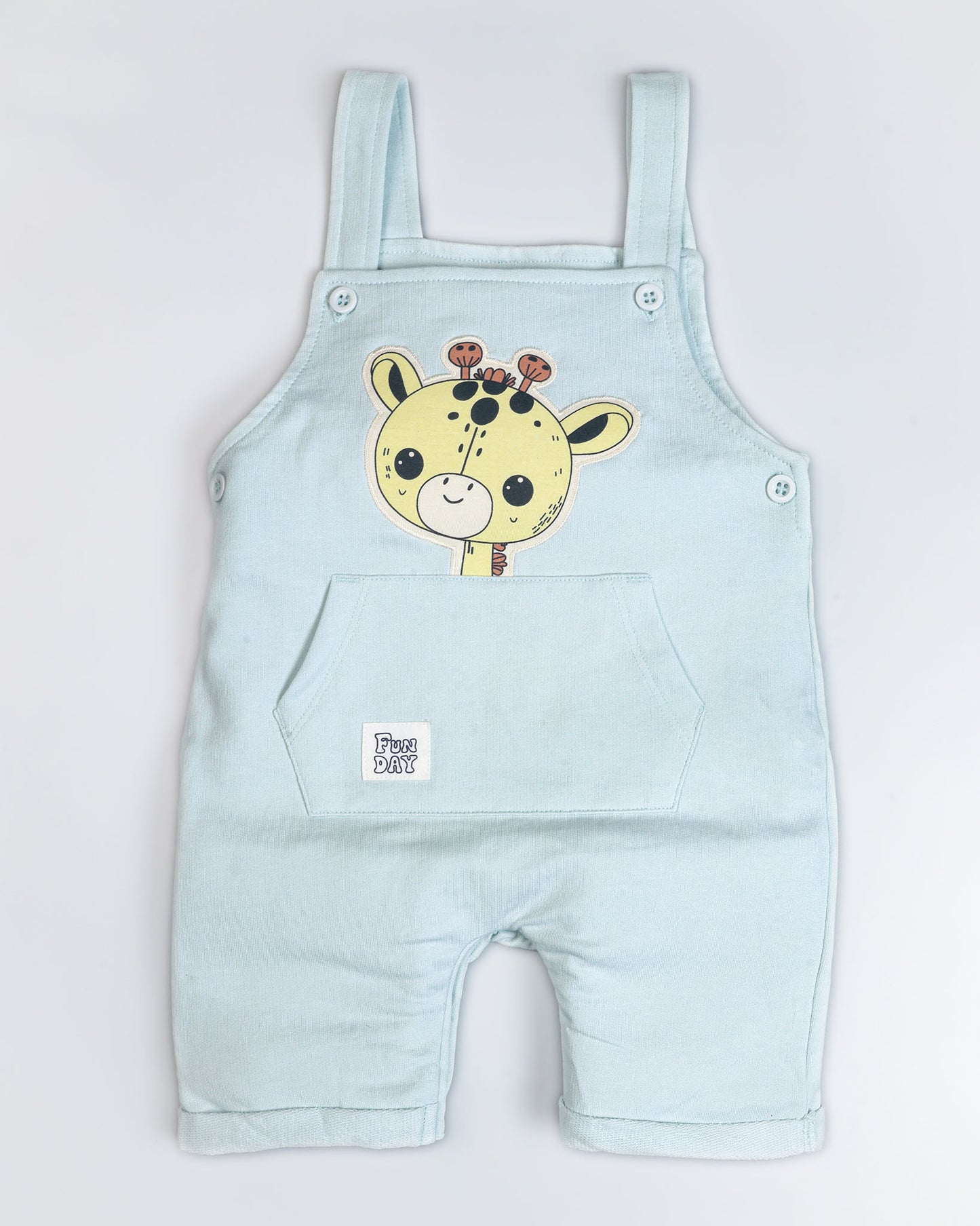 Baby Giraffe Printed Half Sleeve Dungaree Romper