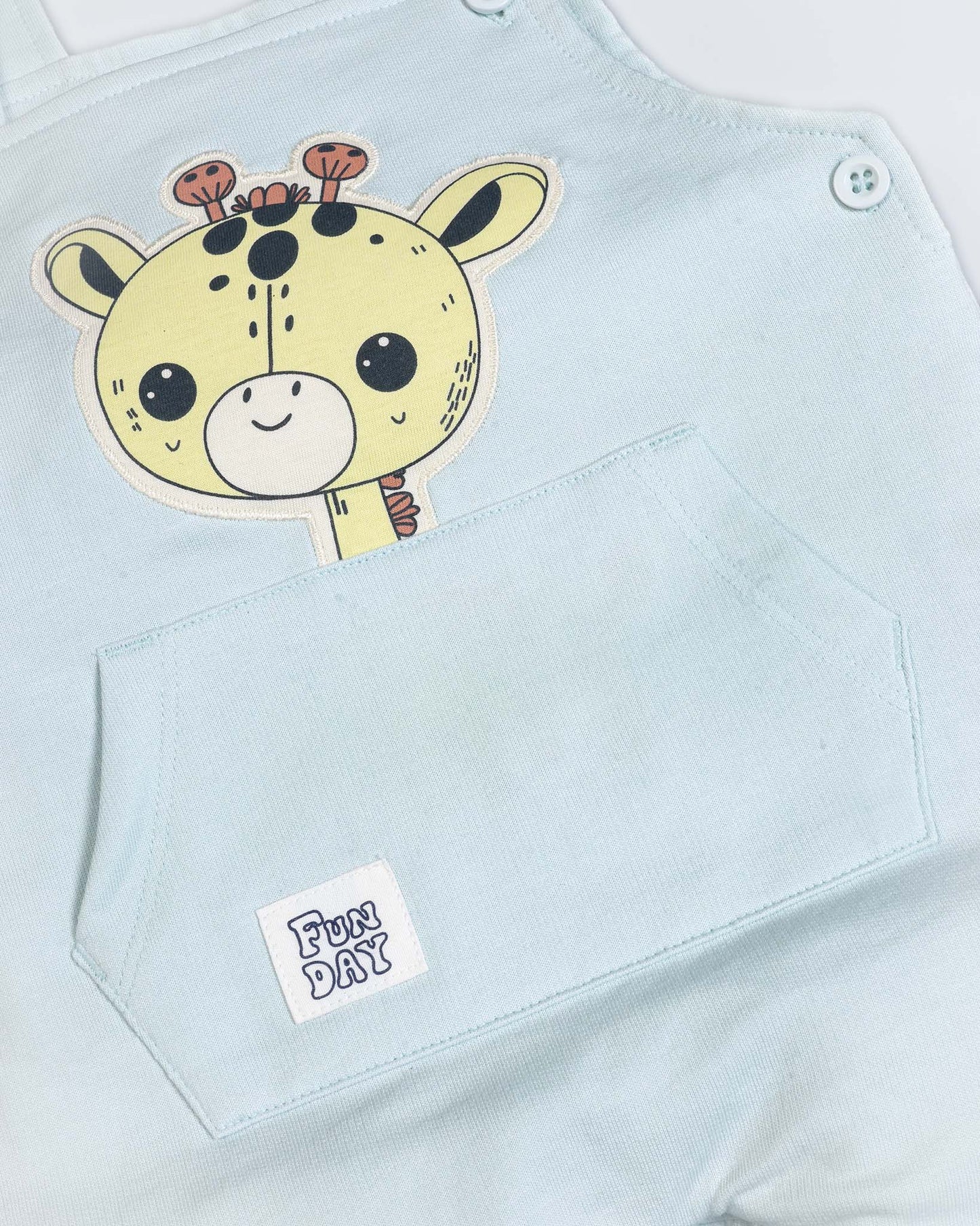 Baby Giraffe Printed Half Sleeve Dungaree Romper