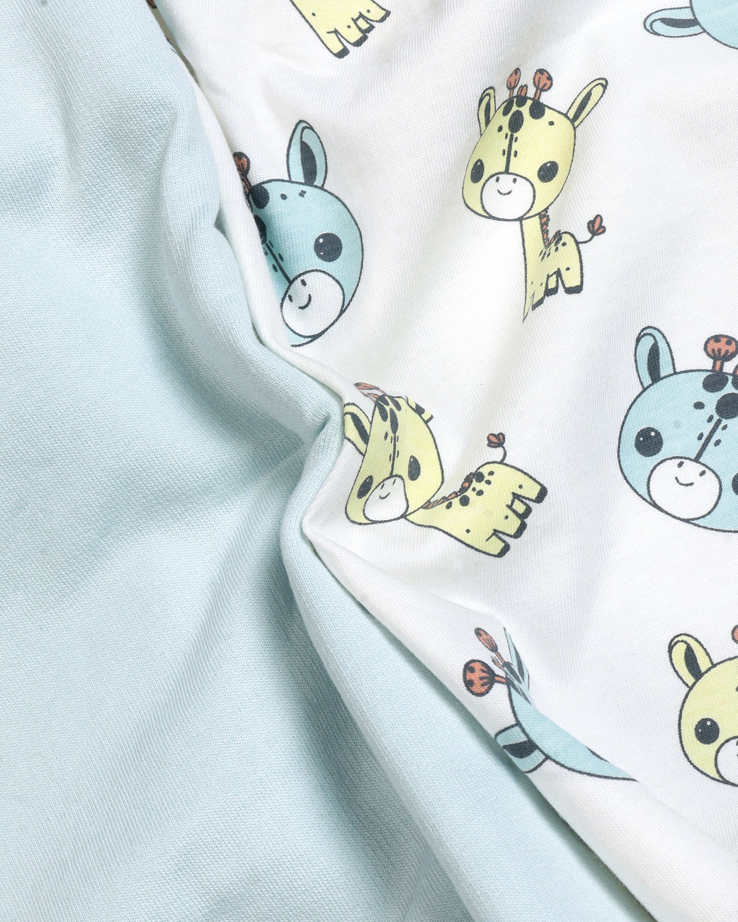Baby Giraffe Printed Half Sleeve Dungaree Romper