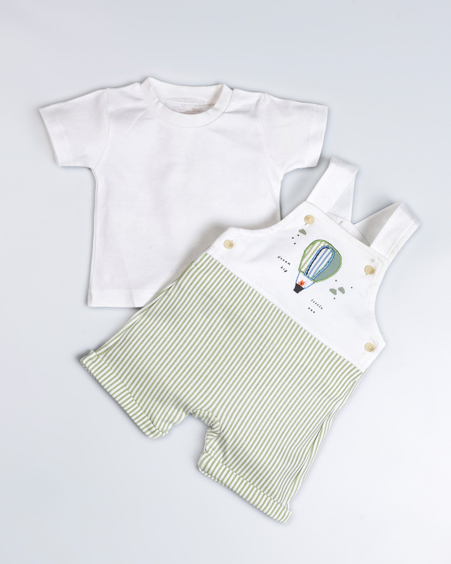 Air Balloon Embroidered Stripe Design Dungaree