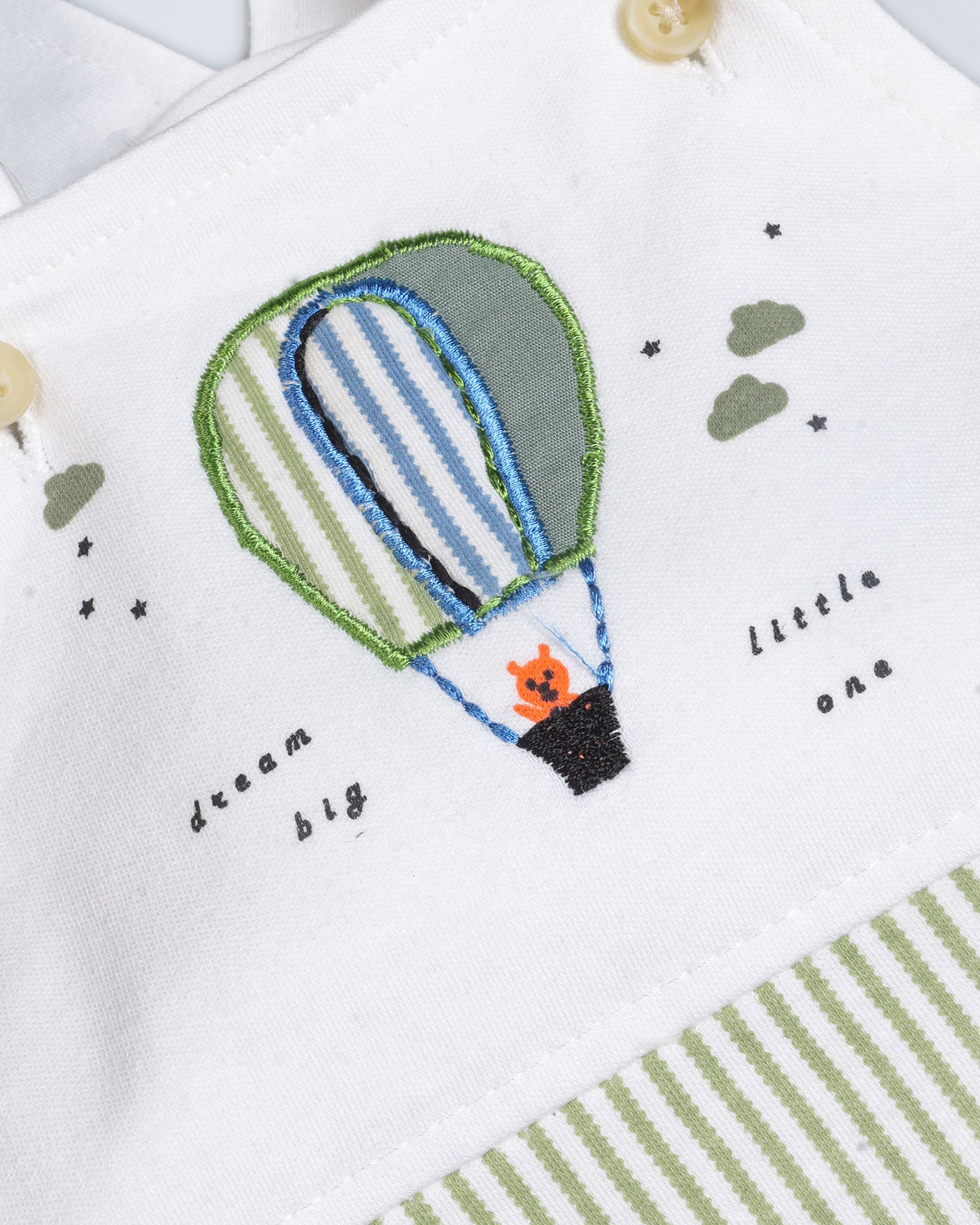 Air Balloon Embroidered Stripe Design Dungaree