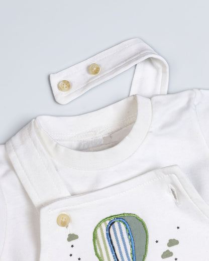 Air Balloon Embroidered Stripe Design Dungaree