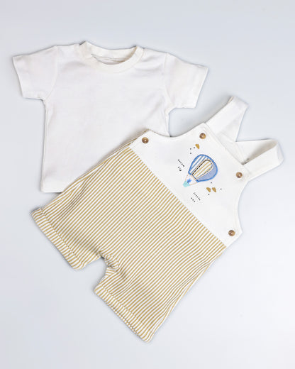 Air Balloon Embroidered Stripe Design Dungaree