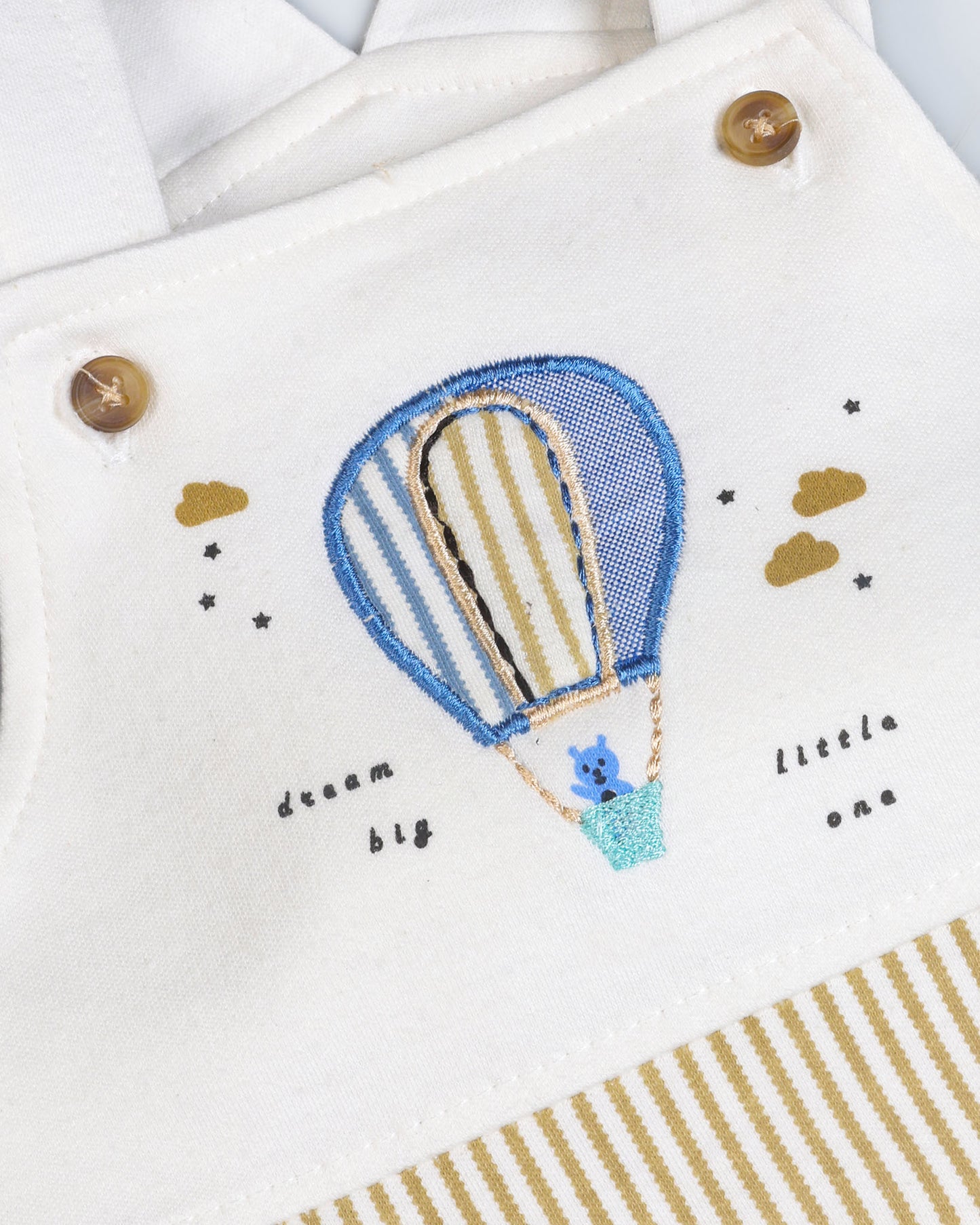 Air Balloon Embroidered Stripe Design Dungaree