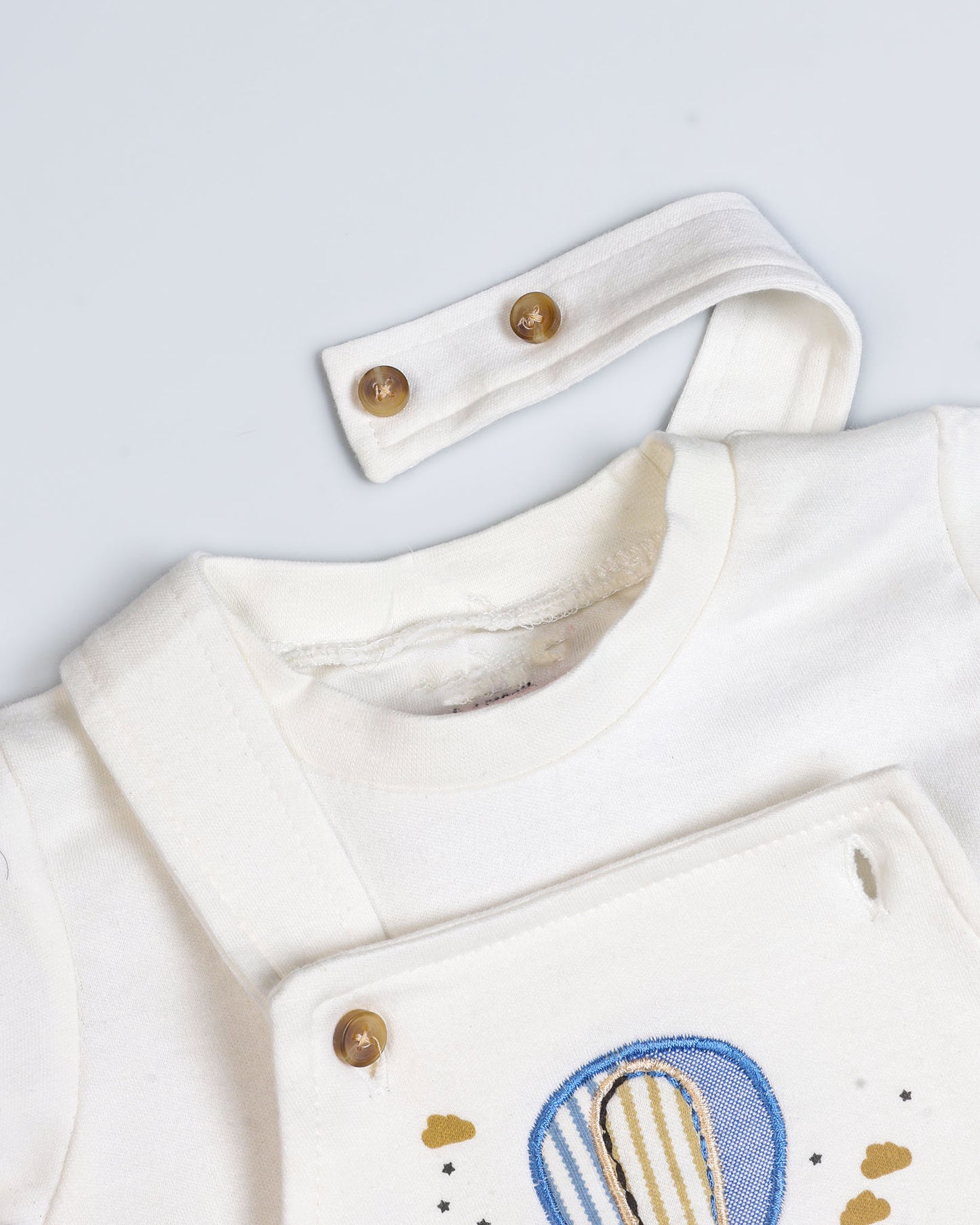 Air Balloon Embroidered Stripe Design Dungaree