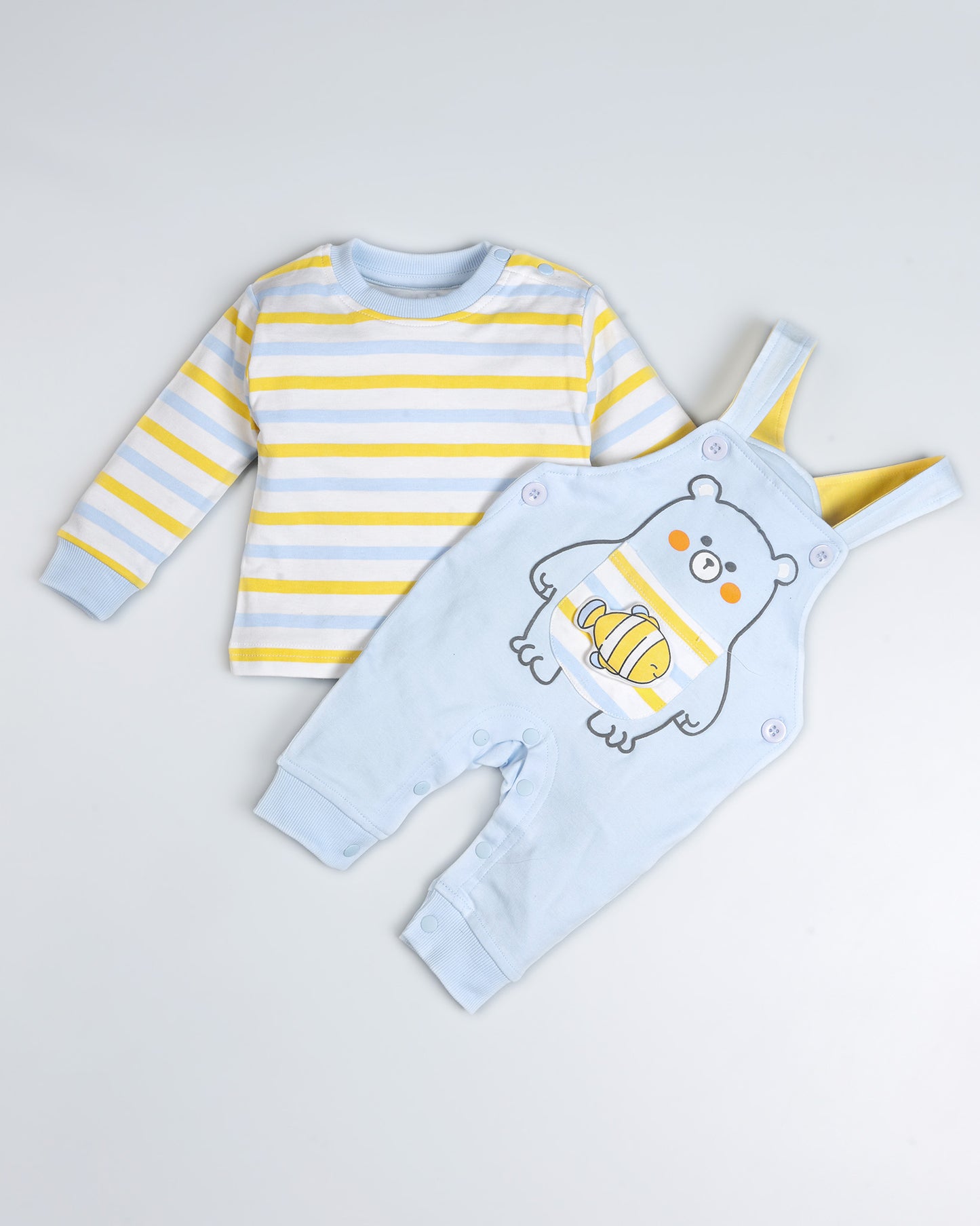 Bear Fish Appliqued Dungaree Romper