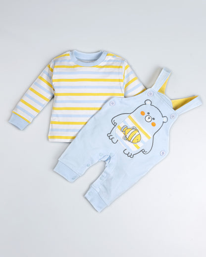 Bear Fish Appliqued Dungaree Romper