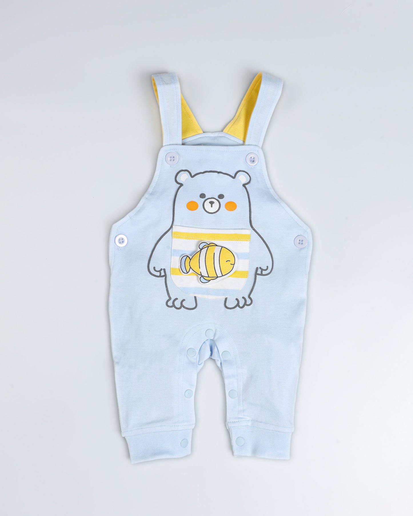 Bear Fish Appliqued Dungaree Romper