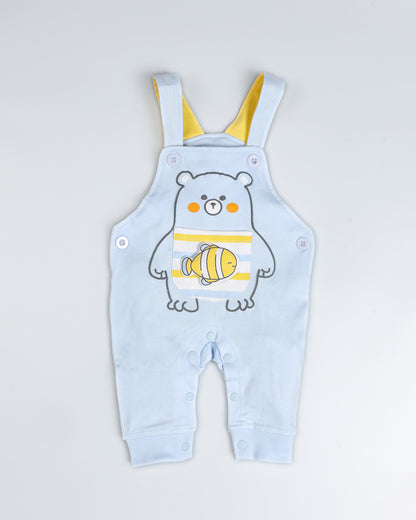 Bear Fish Appliqued Dungaree Romper