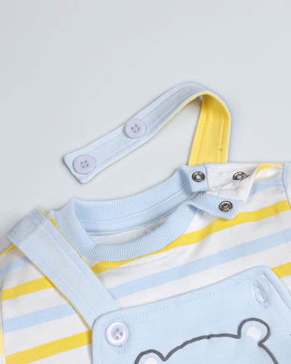 Bear Fish Appliqued Dungaree Romper
