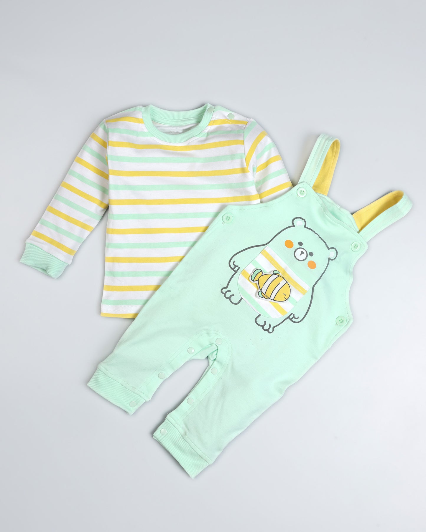 Bear Fish Appliqued Dungaree Romper