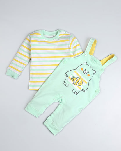 Bear Fish Appliqued Dungaree Romper