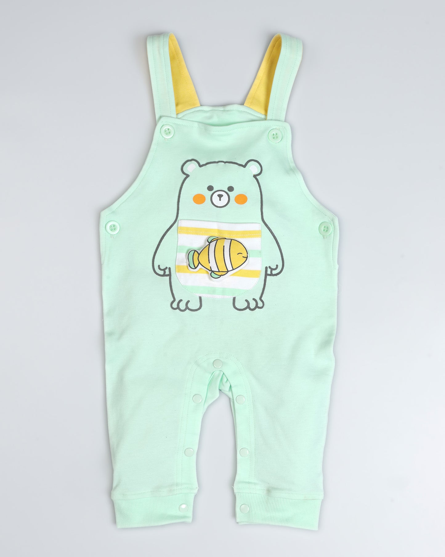 Bear Fish Appliqued Dungaree Romper