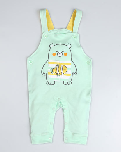 Bear Fish Appliqued Dungaree Romper