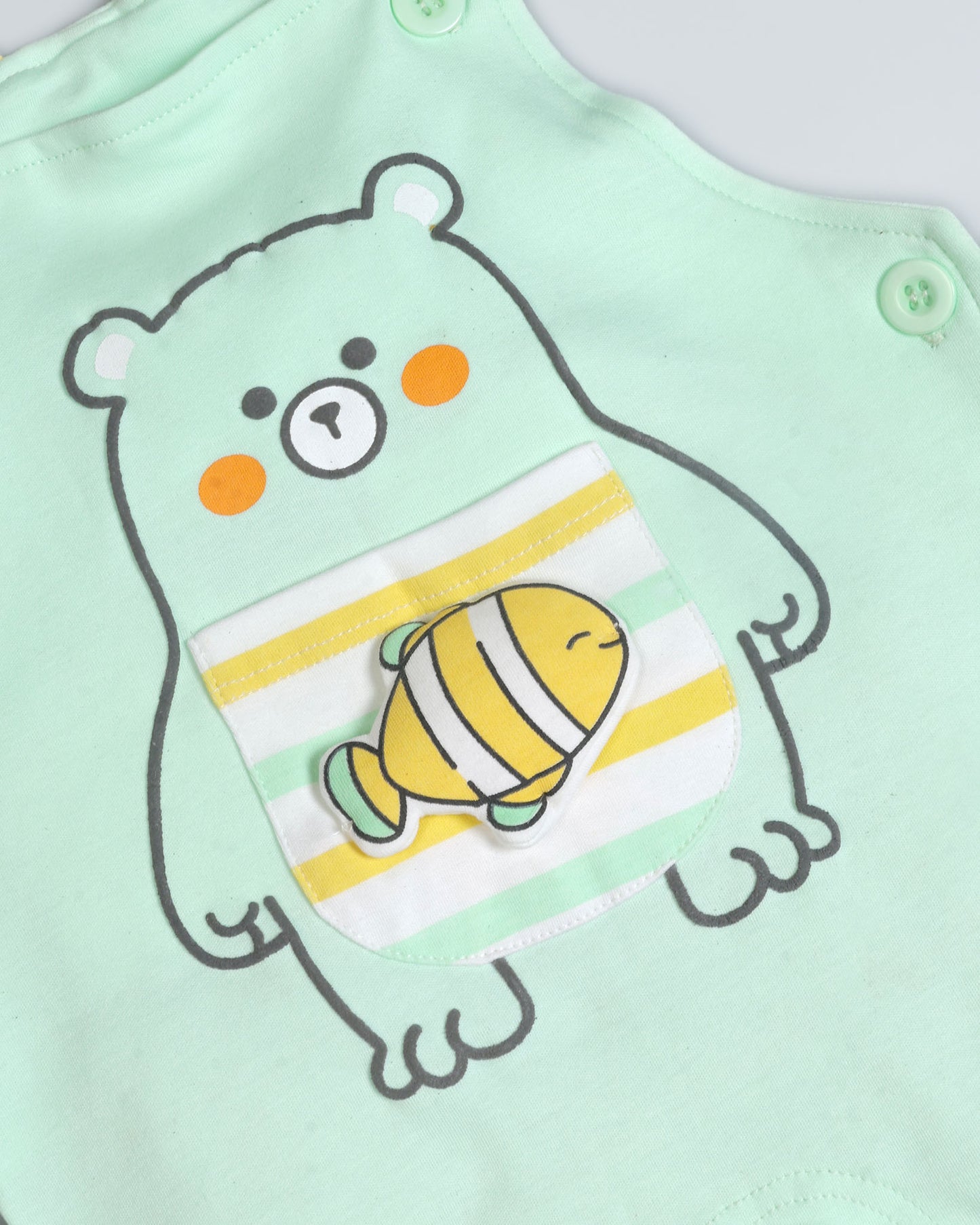 Bear Fish Appliqued Dungaree Romper