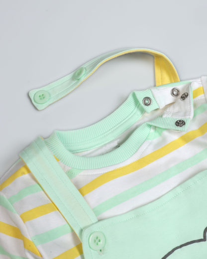 Bear Fish Appliqued Dungaree Romper