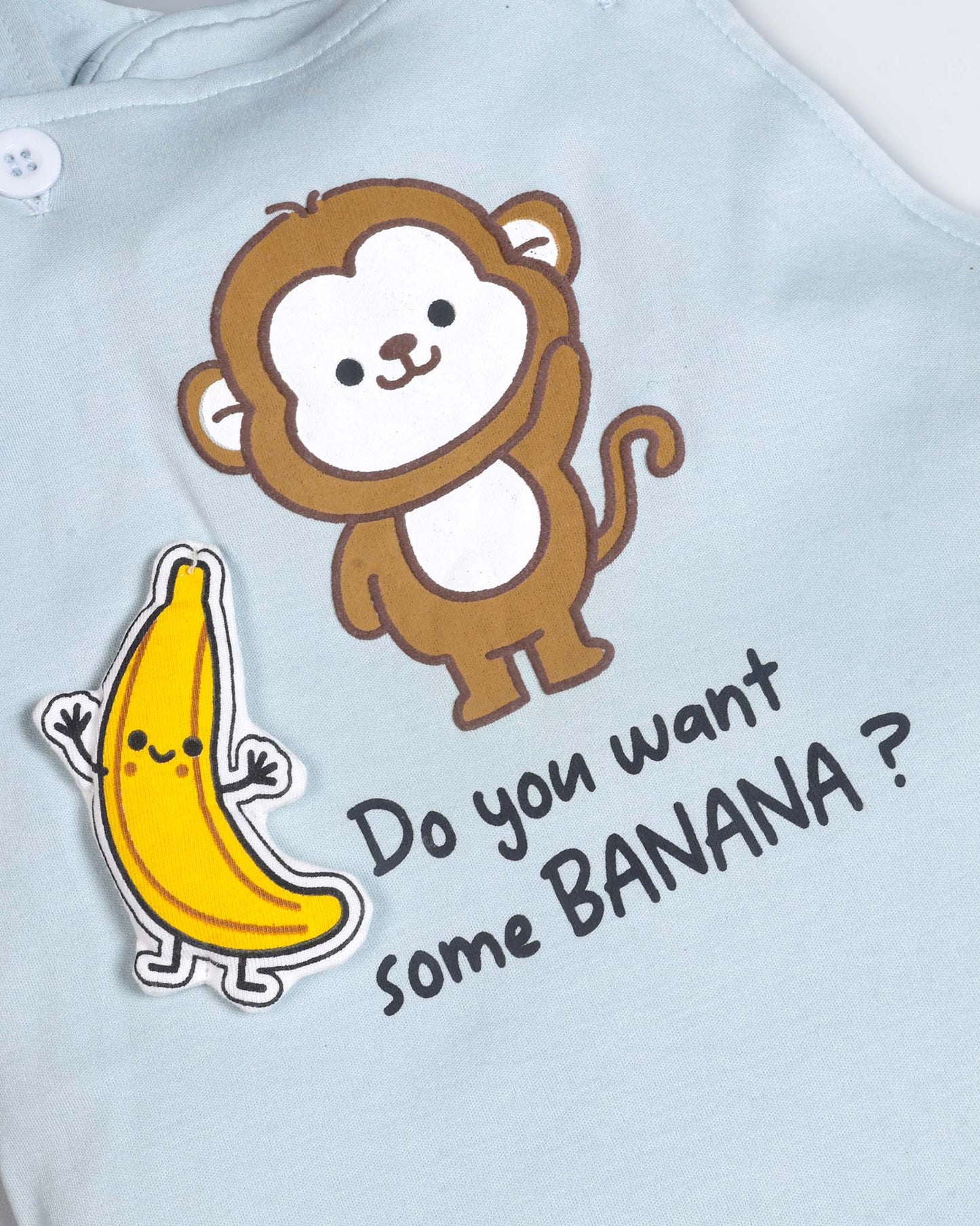 Monkey Banana Appliqued Dungaree Romper